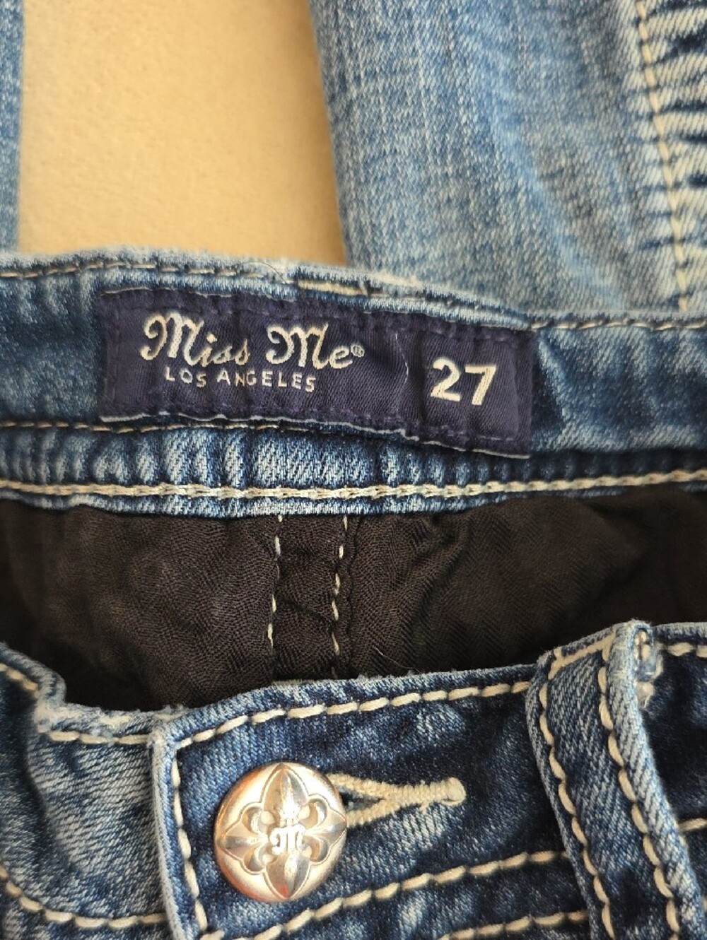 Miss Me Medium Blue Bootcut Jeans with Faded Whiskering - Picture 2 of 8